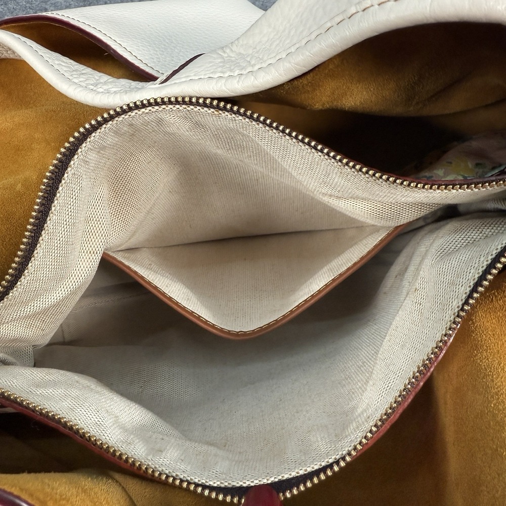Coach Cream Leather Hobo with Brown Trim - Picture 11 of 16